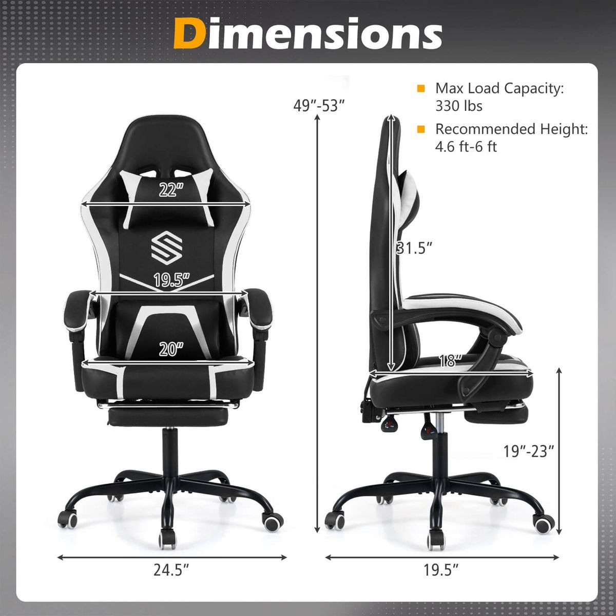 Rolling Gaming Chair with Heavy-Duty 5-Claw Metal Base  product image