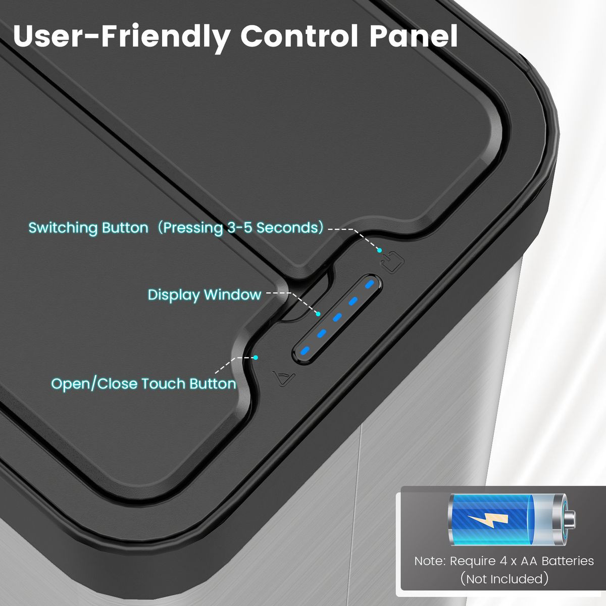 16-Gallon Trash Can with Wing Lid and Motion Sensor Technology product image