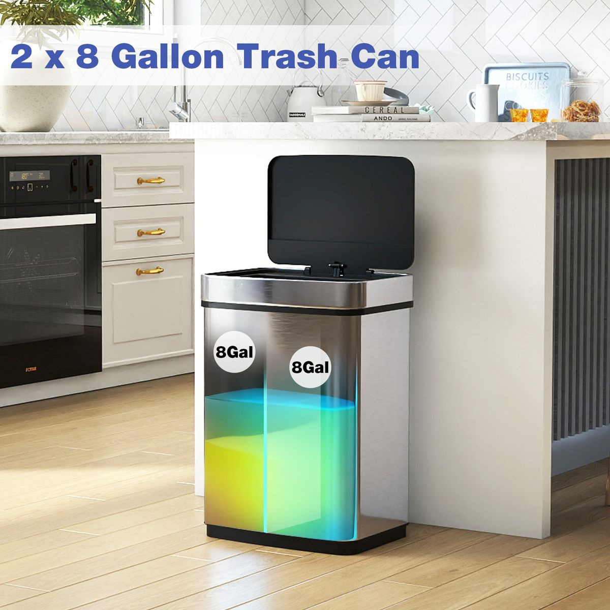 16-Gallon Trash Can with Dual Compartments  product image