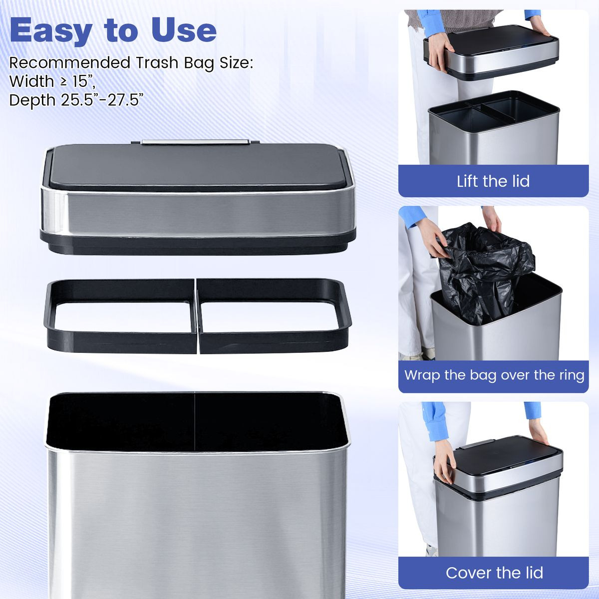 16-Gallon Trash Can with Dual Compartments  product image