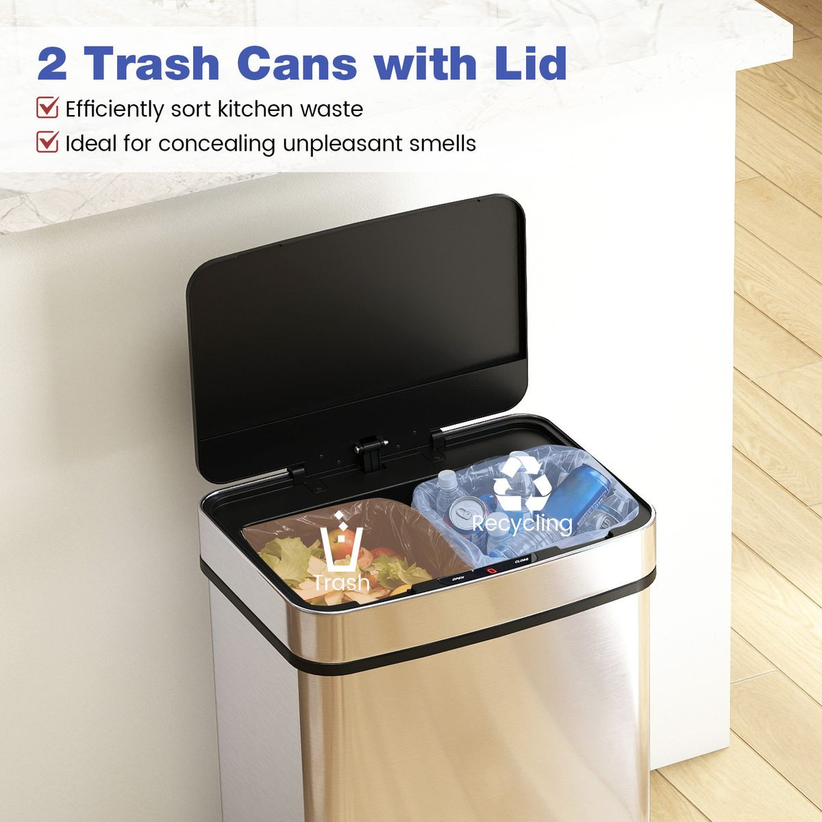 16-Gallon Trash Can with Dual Compartments  product image