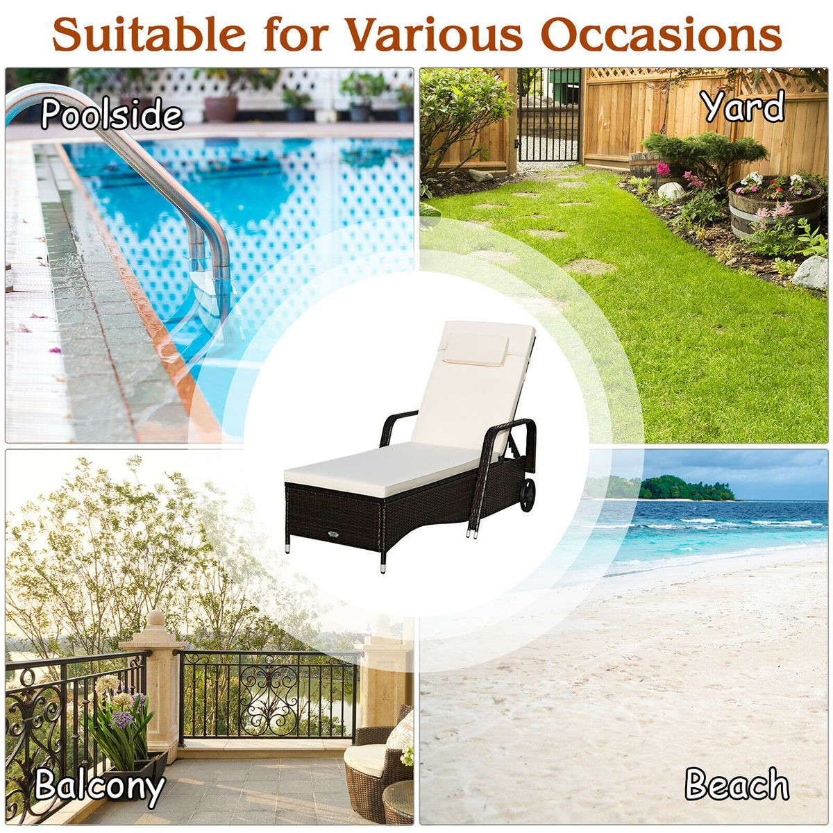 Outdoor Chaise Lounge with Adjustable Backrest product image