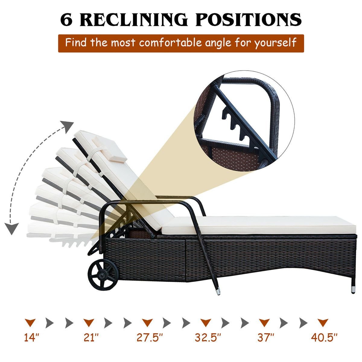 Outdoor Chaise Lounge with Adjustable Backrest product image