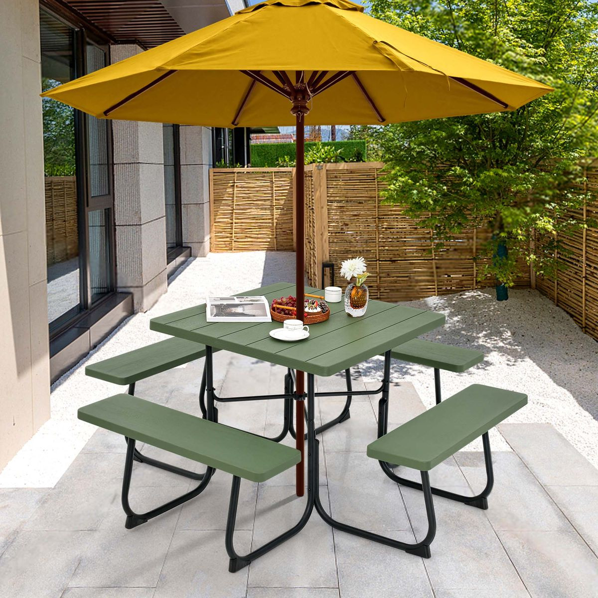 Outdoor Square Picnic Table and Bench Set product image
