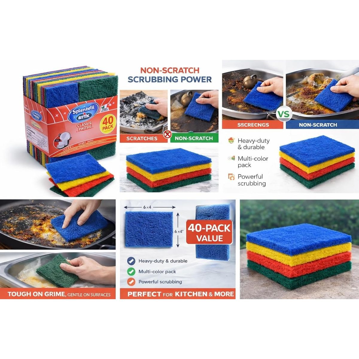 Heavy Duty Dish Scrubber Scouring Pads (40 Count) product image