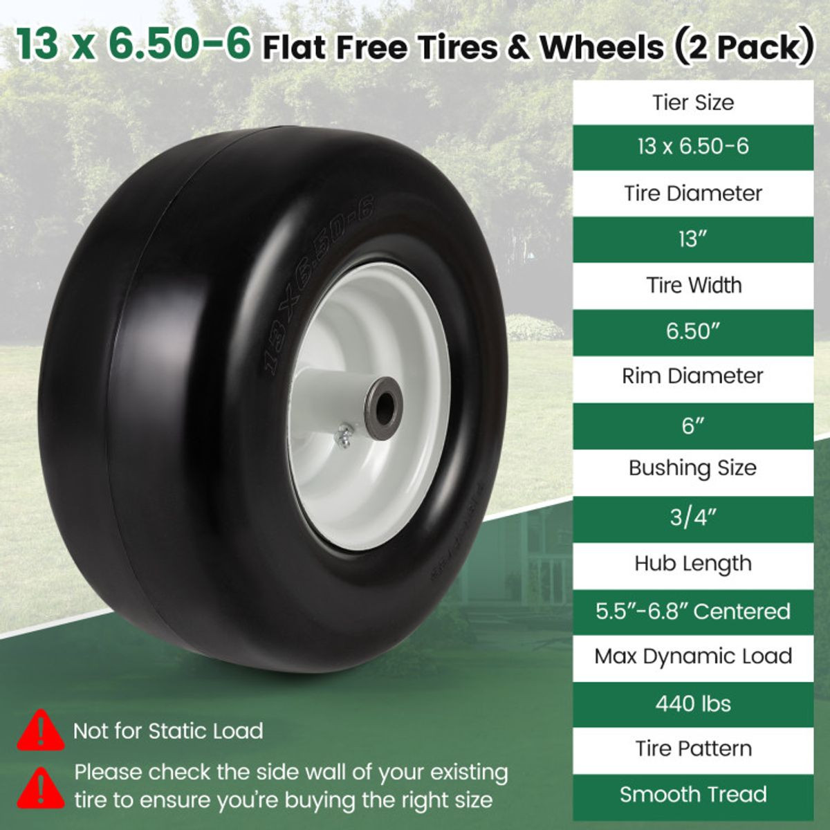 13 x 6.50-6 Tubeless Tires and Wheels (2-Pack) product image
