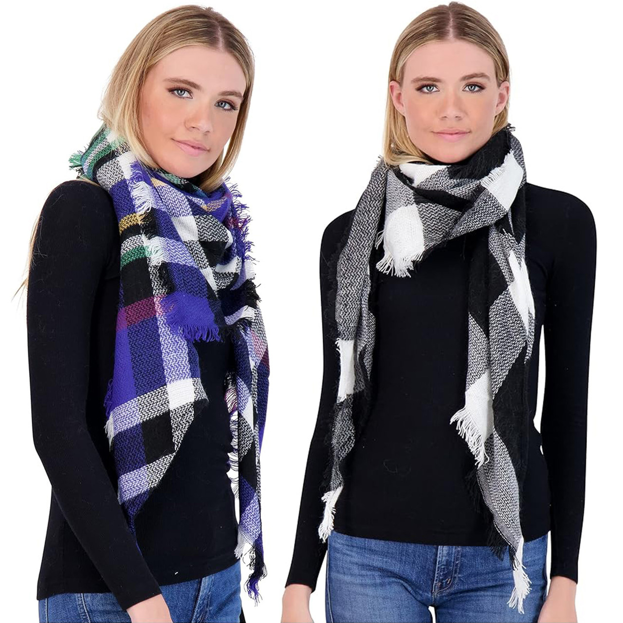 Women's Winter Plaid Blanket Scarves (set Of 2) product image