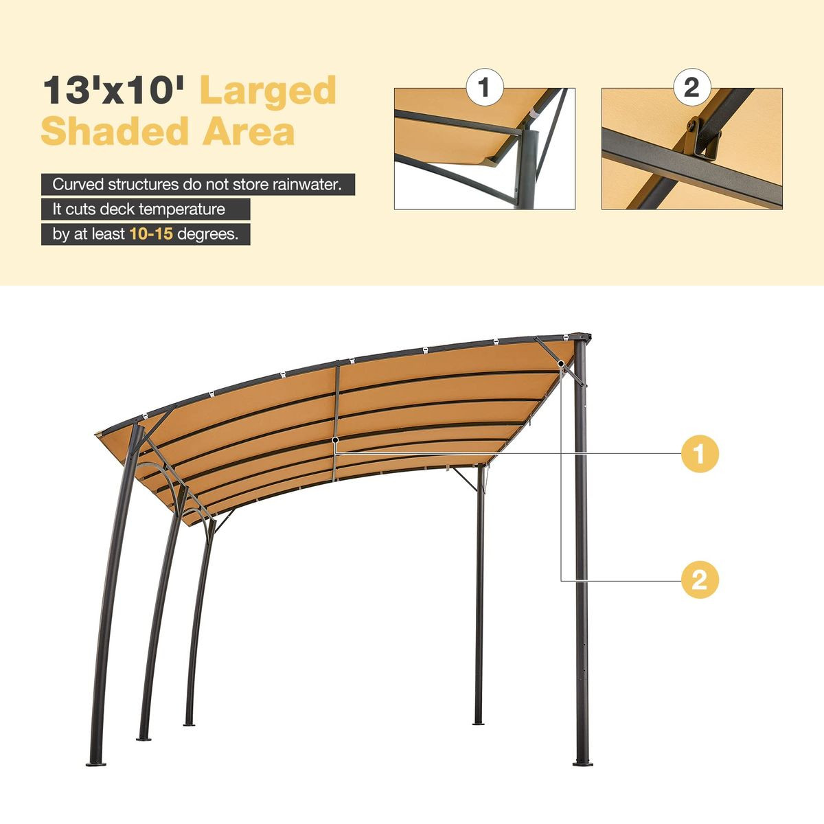 13'×10' Patio Awning for Porch, Pergola, and Gazebo product image