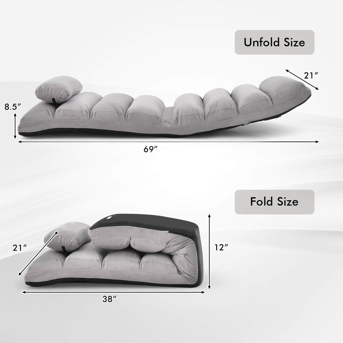 Folding Floor Chair with 5-Position Backrest product image