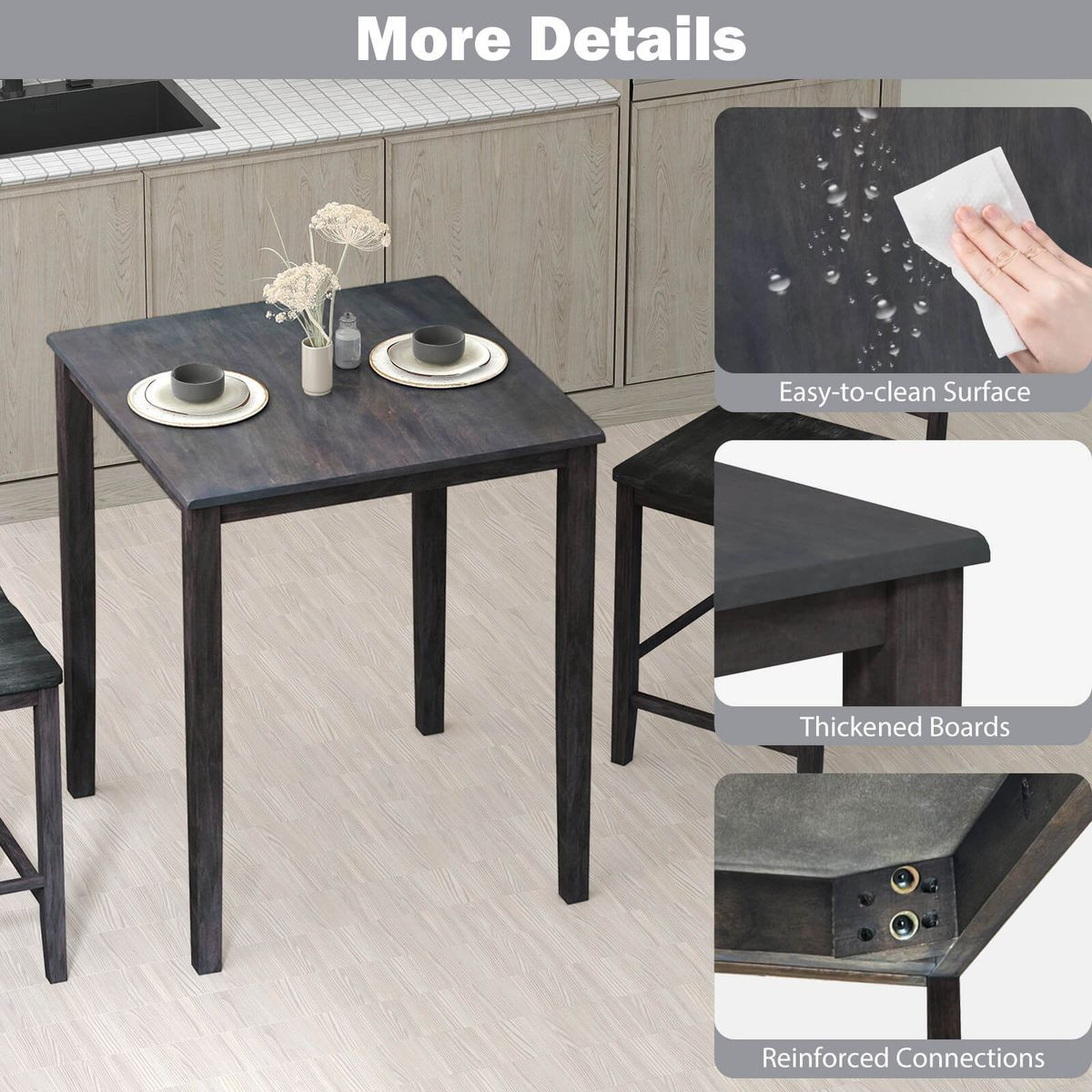 Square Dining Table with Solid Wood Frame product image