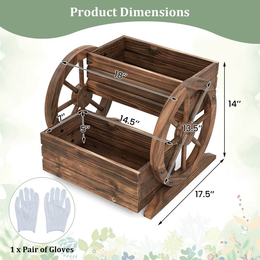 2-Tier Rustic Wood Wagon Planter with Drainage Hole product image