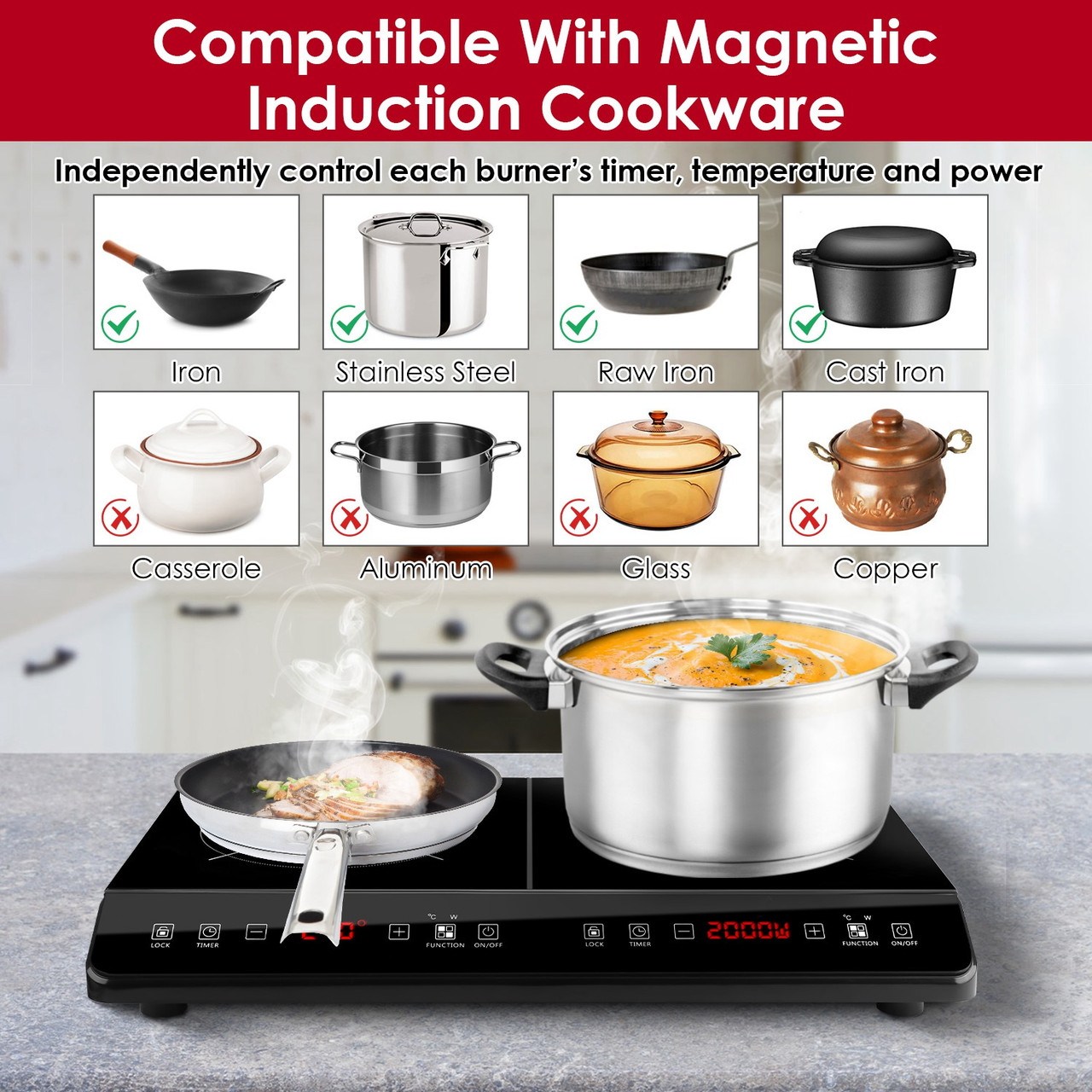 4000W Dual‑Burner Induction Cooktop  product image