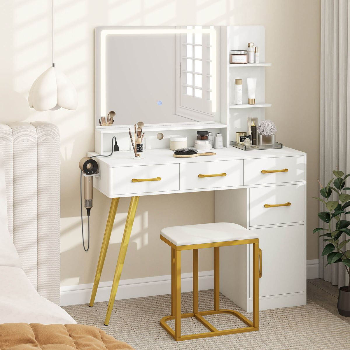 Modern Vanity Desk with Charging Station 3 Light Modes product image