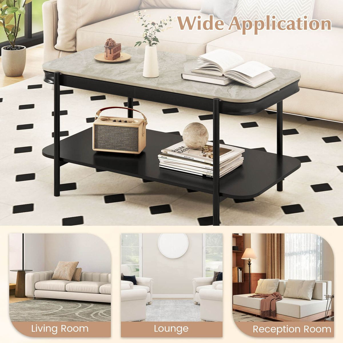 2-Tier Center Table with Shelves product image