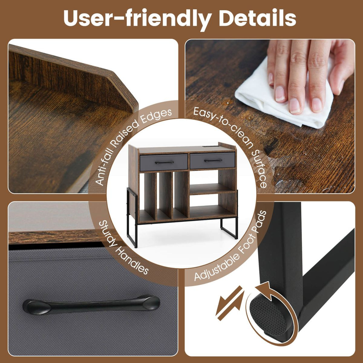 Adjustable Record Player Stand with Charging Station  product image