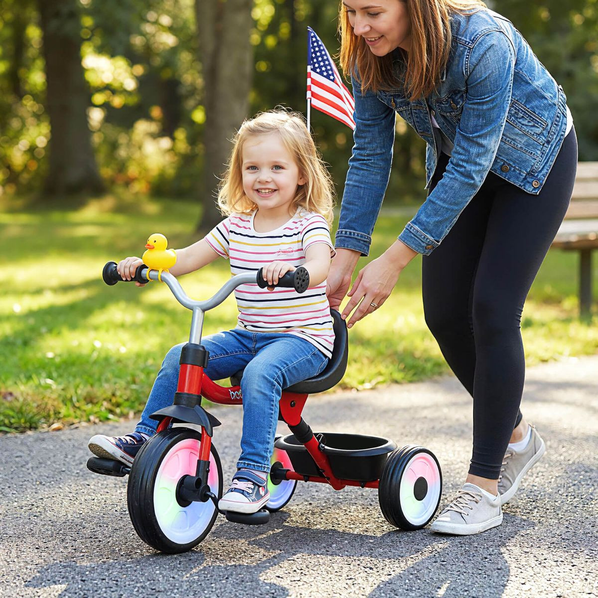 3-in-1 Kids Tricycle with Lighted Wheels and Basket product image