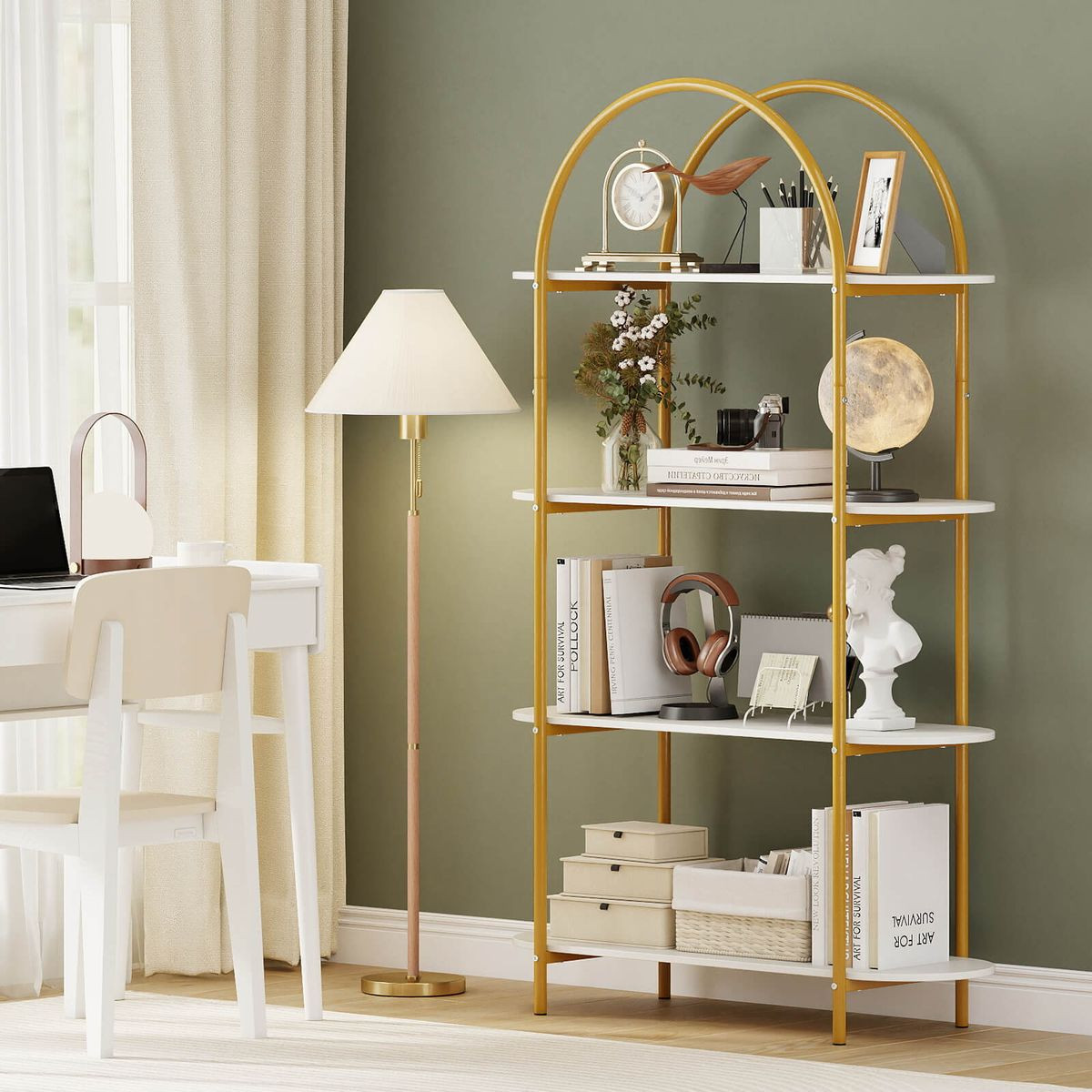 4-Tier Arched Bookshelf product image