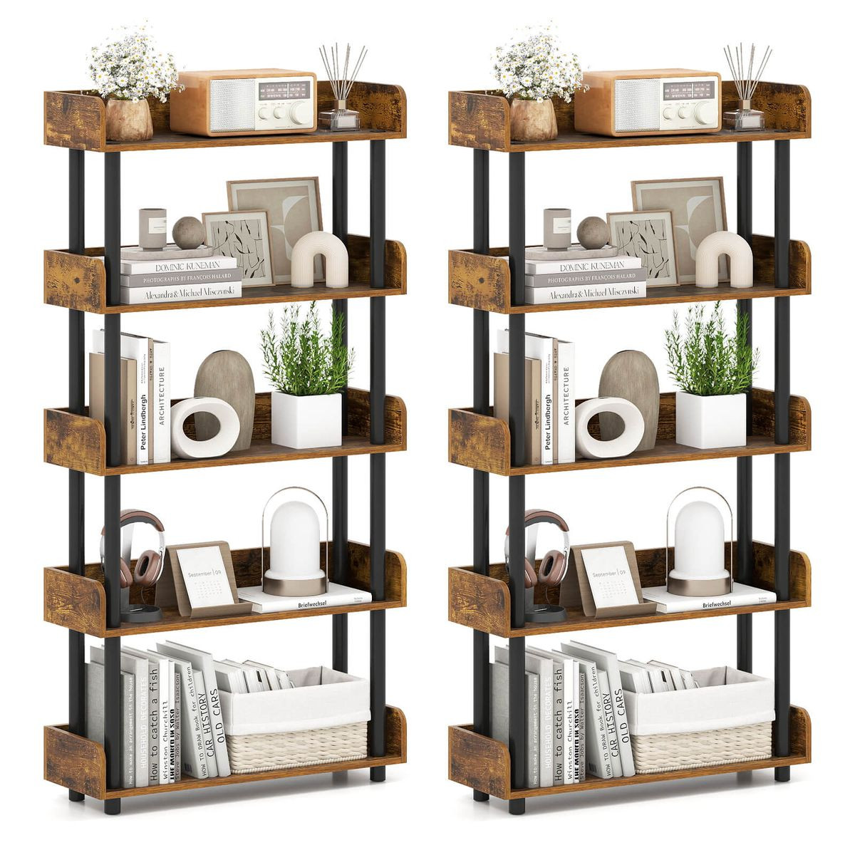 5-Tier Bookshelf with Anti-Failing Guardrails product image