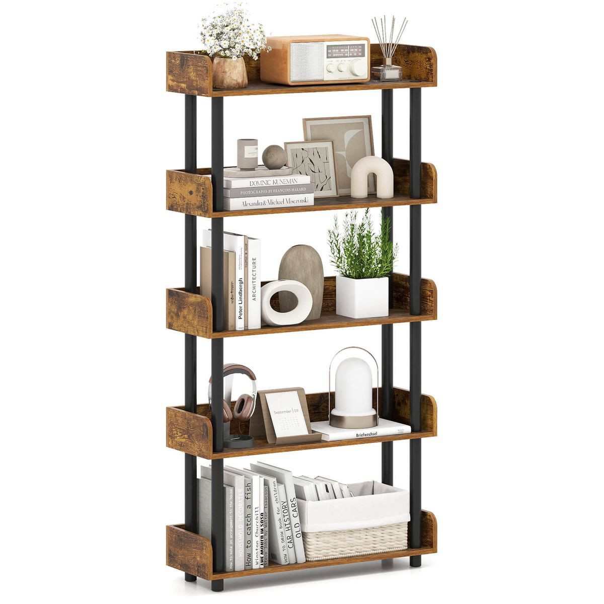 5-Tier Bookshelf with Anti-Failing Guardrails product image
