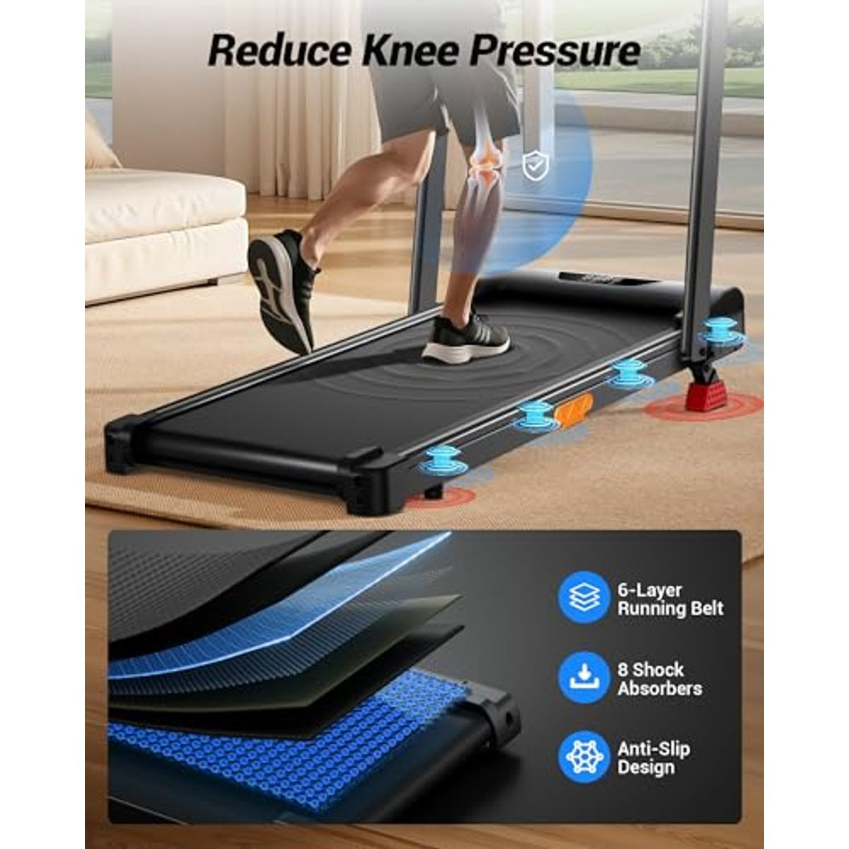 Cursor Fitness 15% Incline Walking Pad Treadmill with Handlebar product image