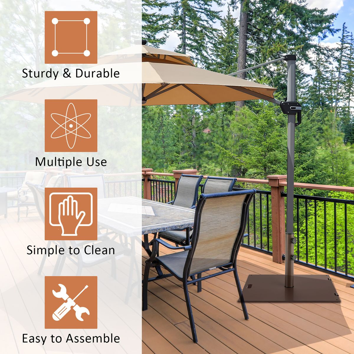 24" Patio Umbrella Base Stand with 2 Adjustable Tightening Knobs product image