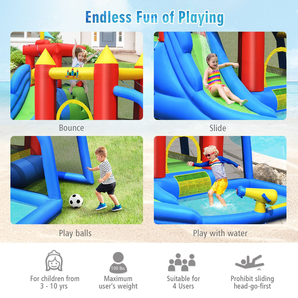 Inflatable Water Slide Bounce House with Mutiple Playing Areas product image