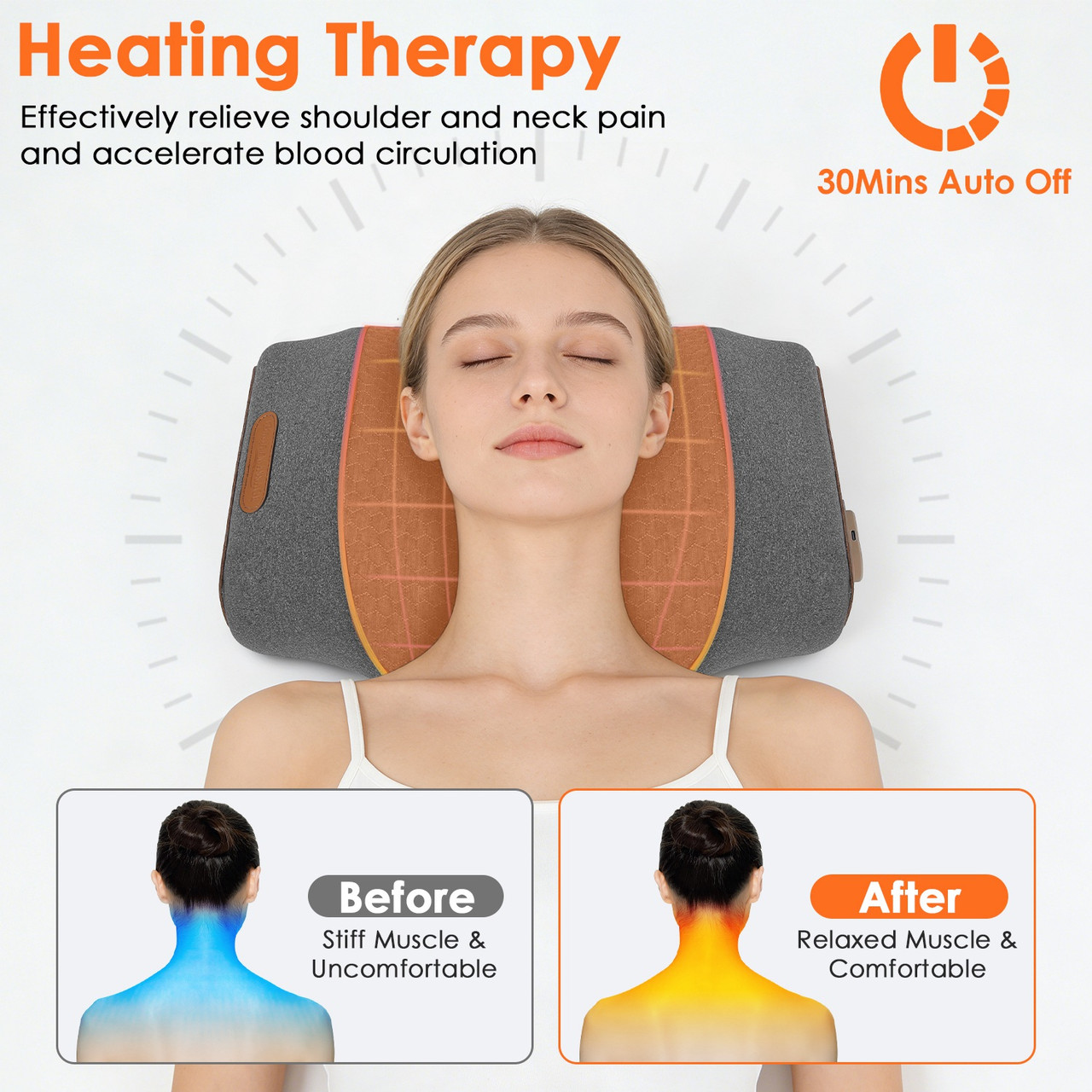 3-in-1 Heated Neck Massage Pillow with Eye Mask product image