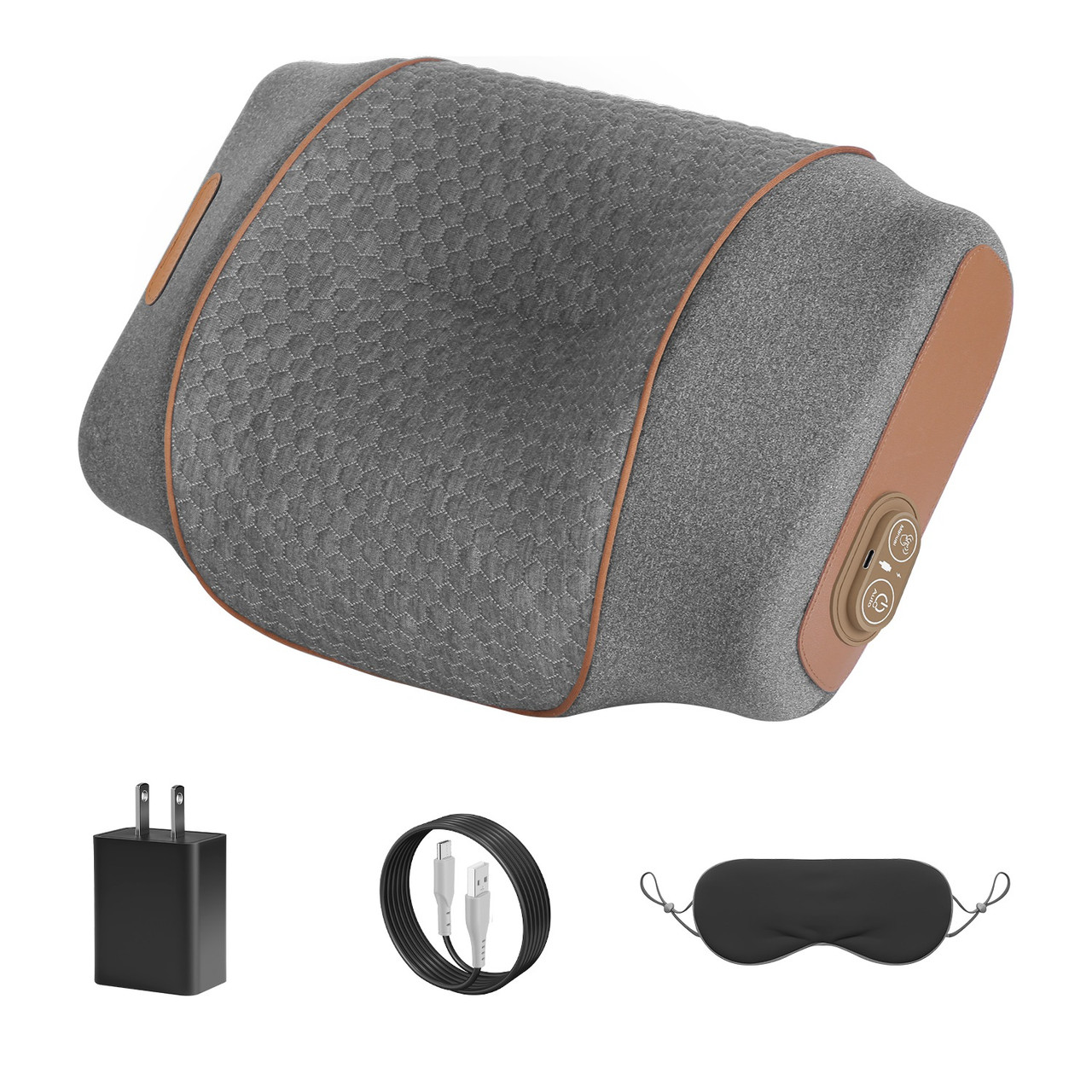 3-in-1 Heated Neck Massage Pillow with Eye Mask product image