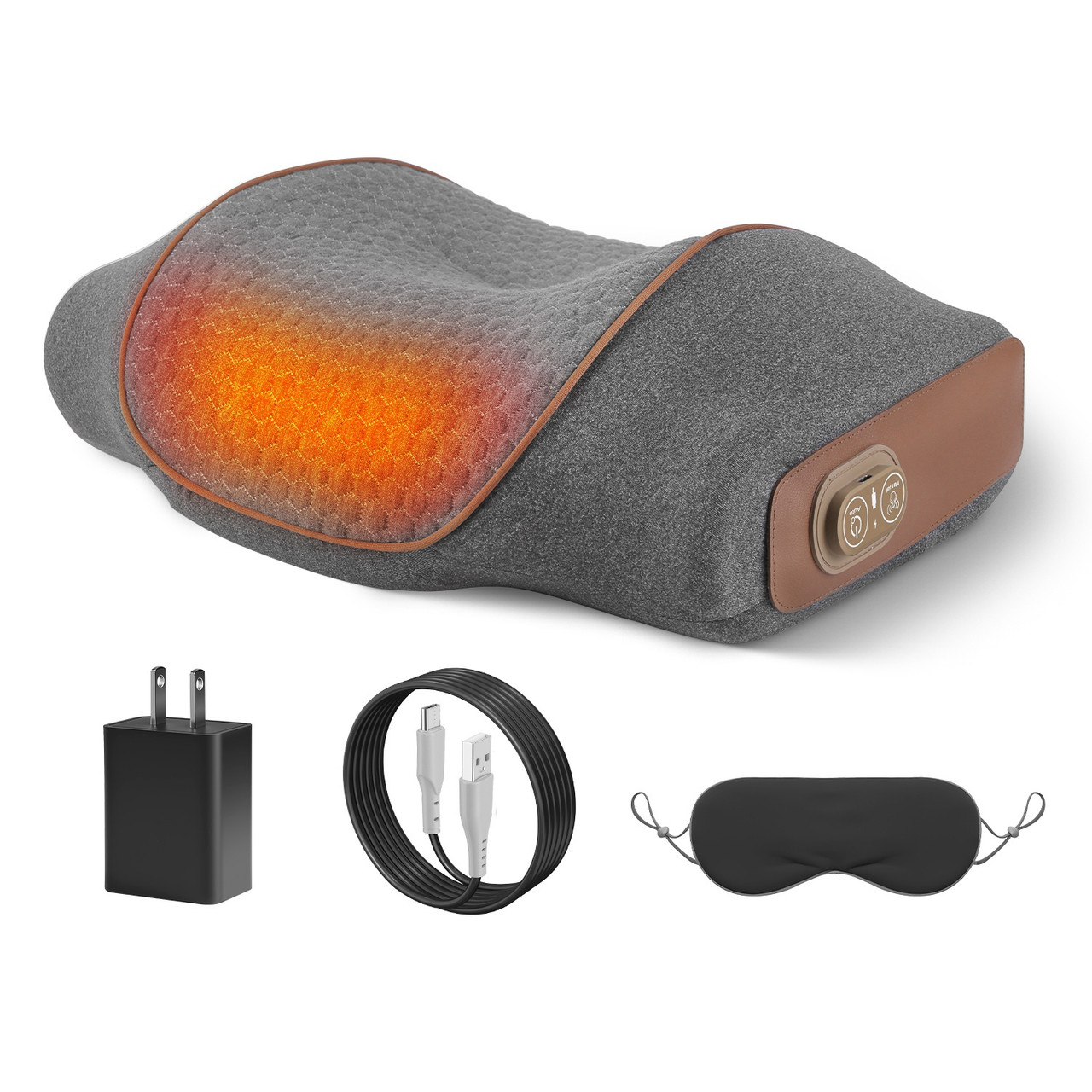 3-in-1 Heated Neck Massage Pillow with Eye Mask product image