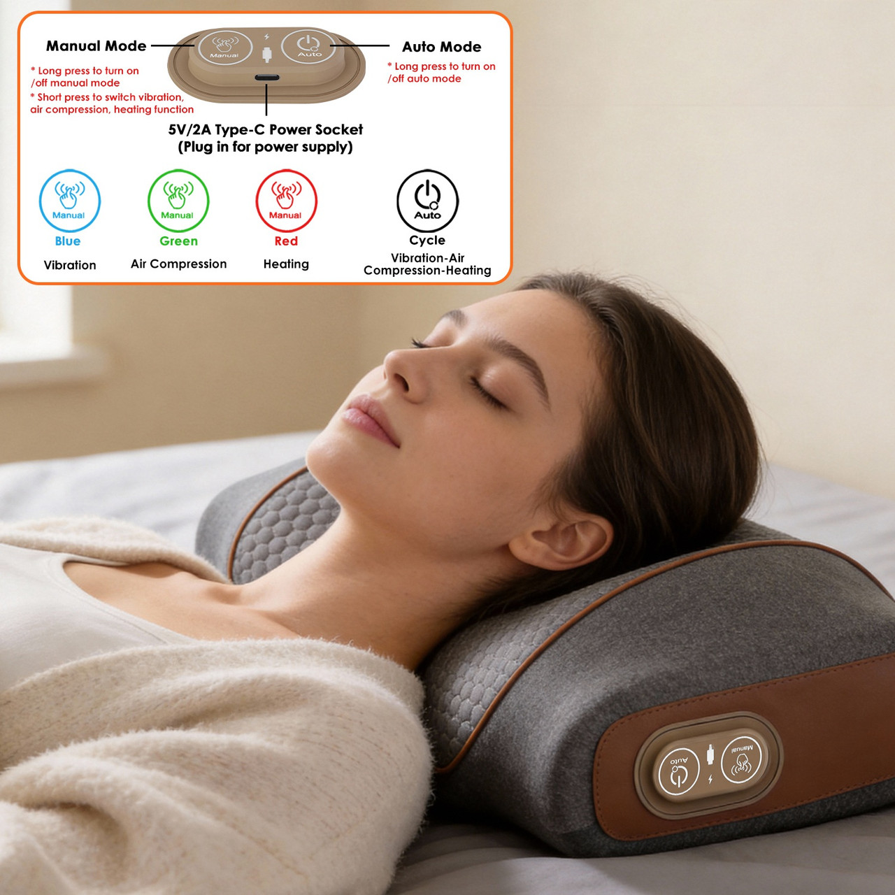 3-in-1 Heated Neck Massage Pillow with Eye Mask product image