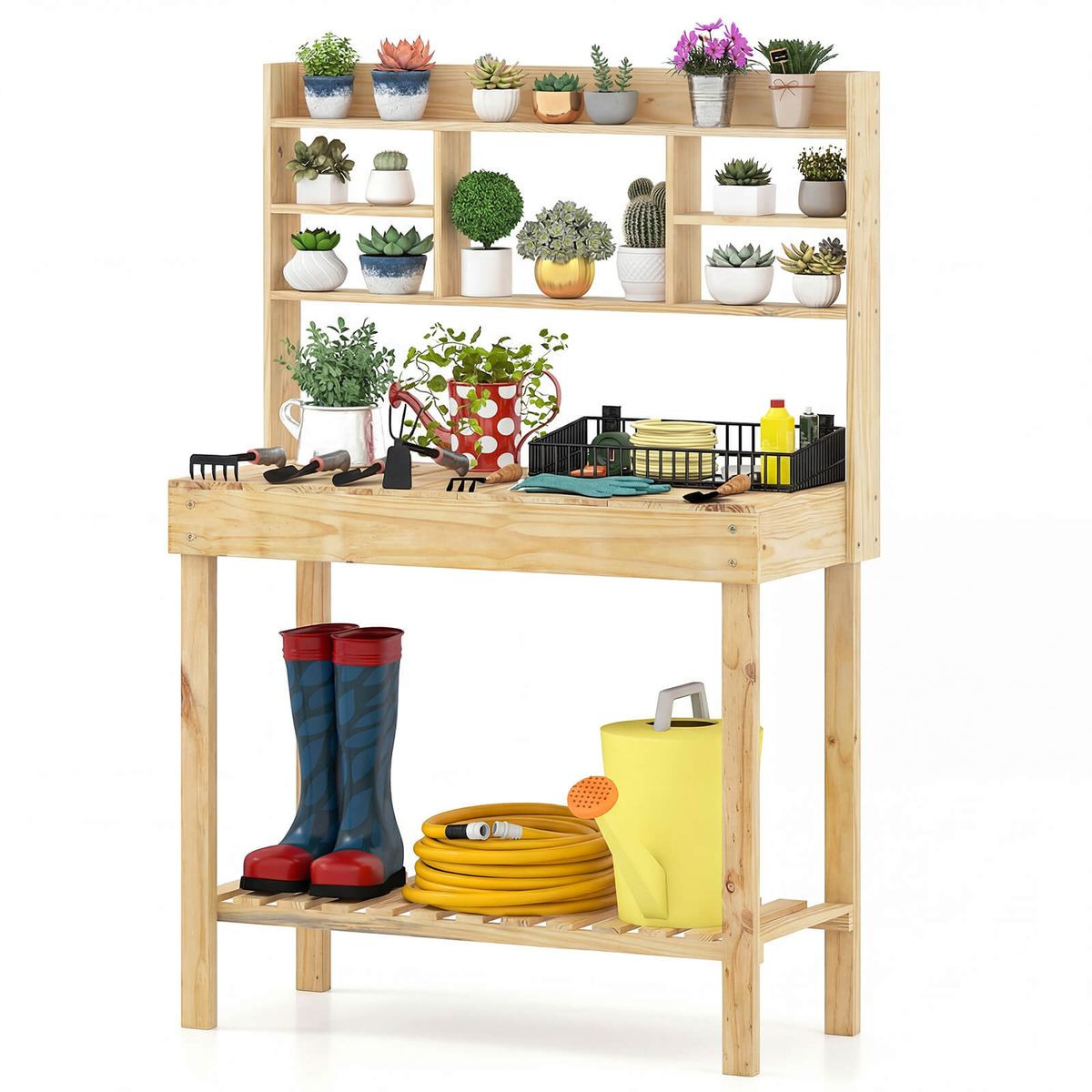 Pine Potting Bench with Hidden Storage Compartment product image