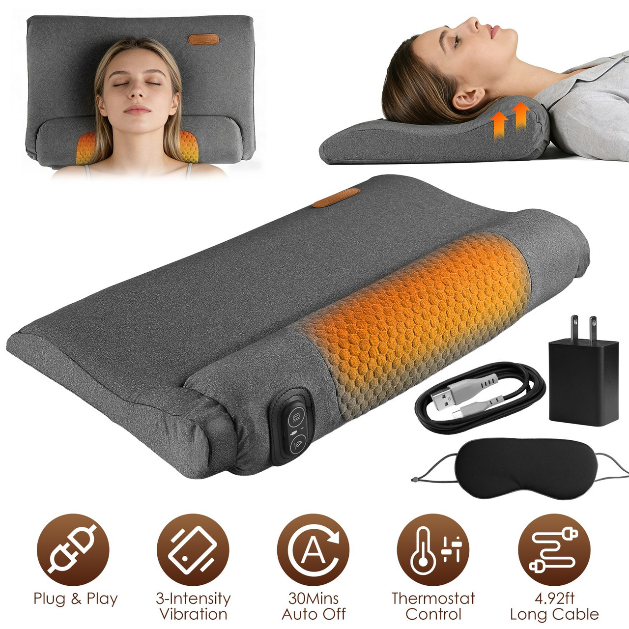 Heated Neck Massager Pillow and Eye Mask product image