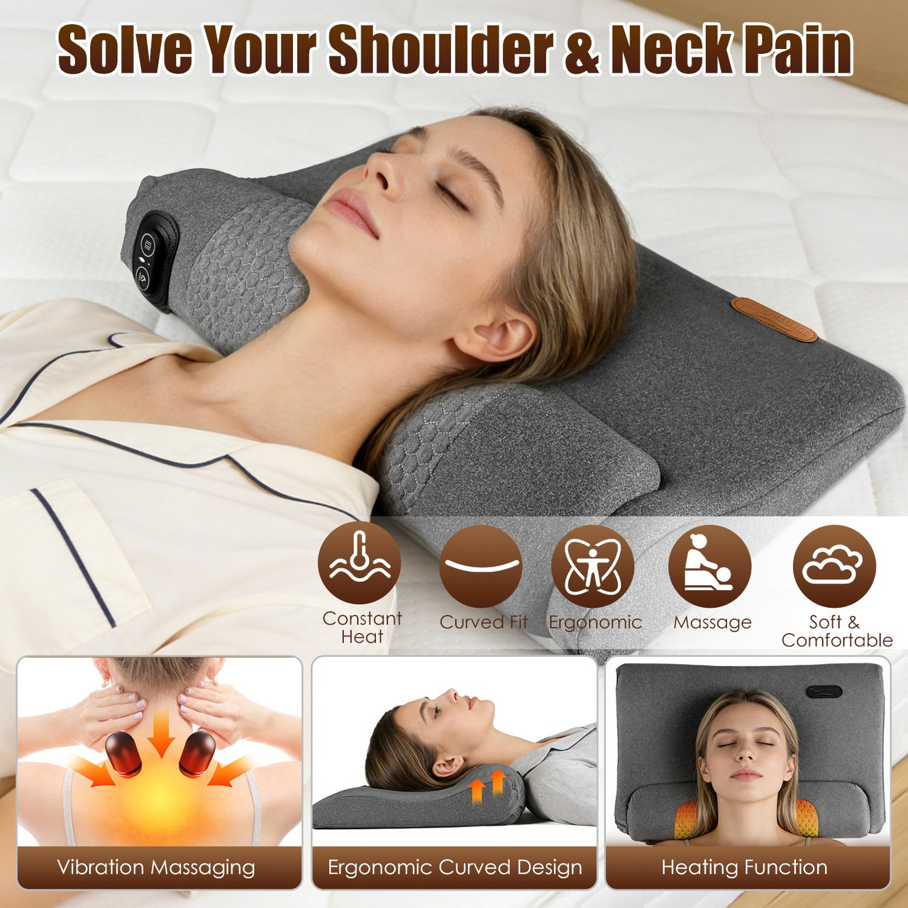 Heated Neck Massager Pillow and Eye Mask product image