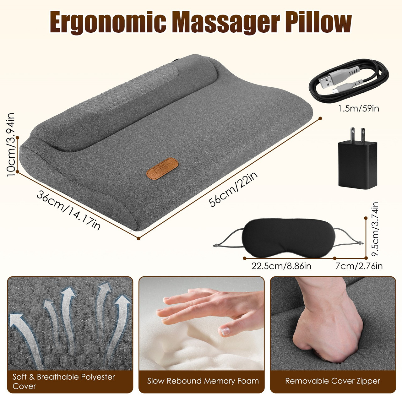 Heated Neck Massager Pillow and Eye Mask product image