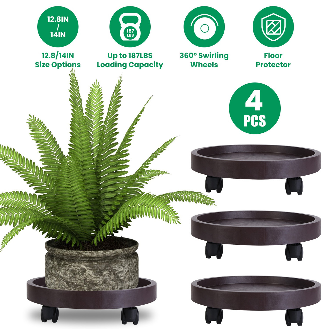 Plant Caddy with 360° Swiveling Wheels (4-Pack) product image