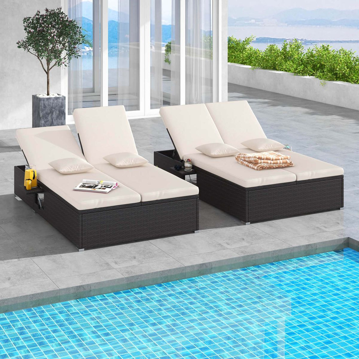 Outdoor Patio Daybed with 6-Level Adjustable Backrest product image