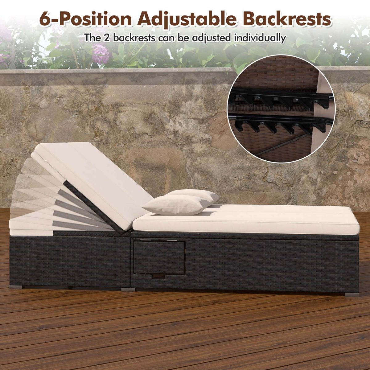 Outdoor Patio Daybed with 6-Level Adjustable Backrest product image