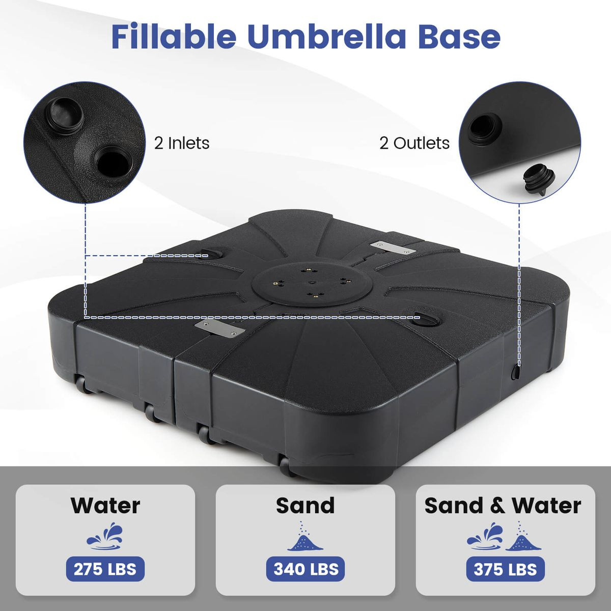 375LBS Outdoor Cantilever Umbrella Base with Wheels product image