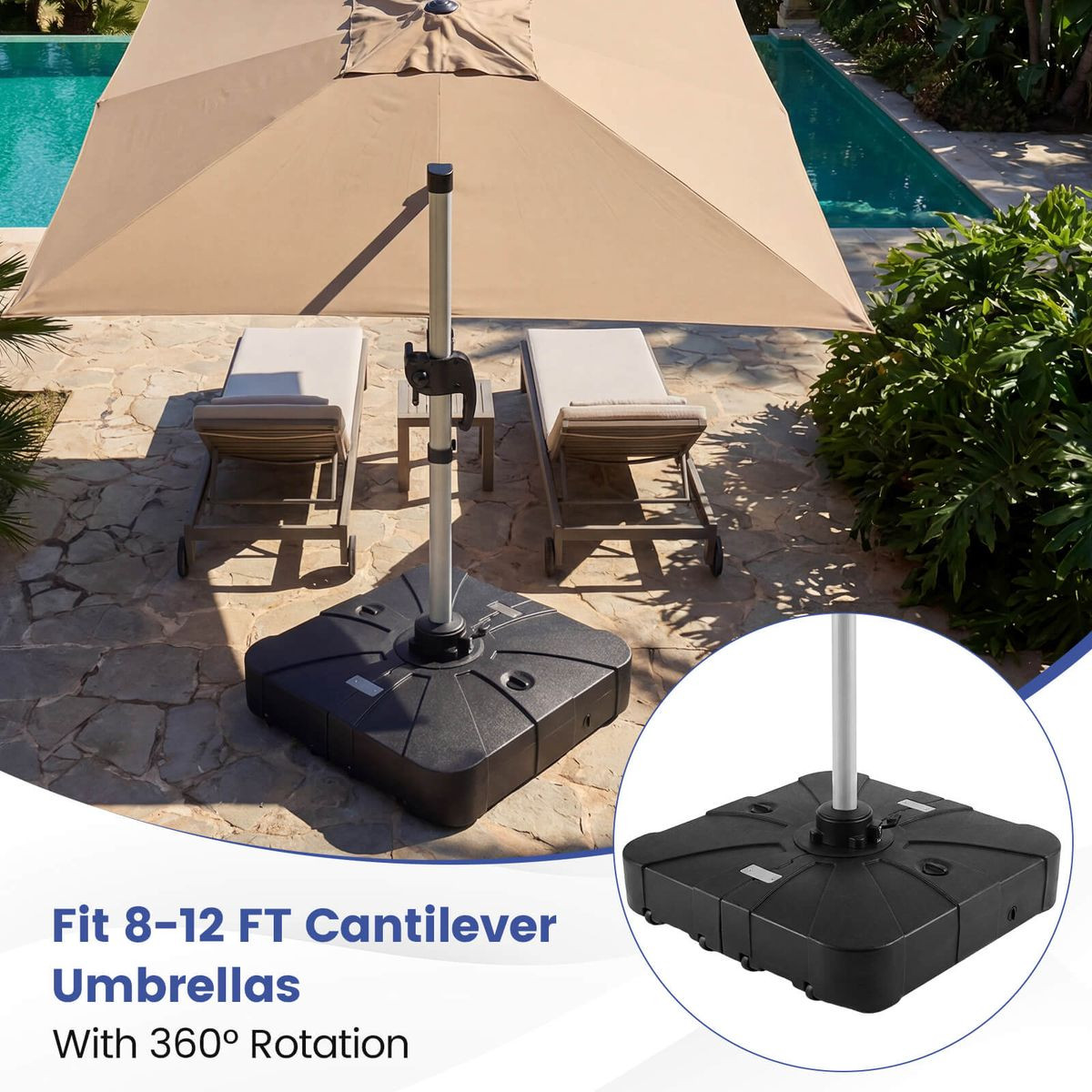375LBS Outdoor Cantilever Umbrella Base with Wheels product image