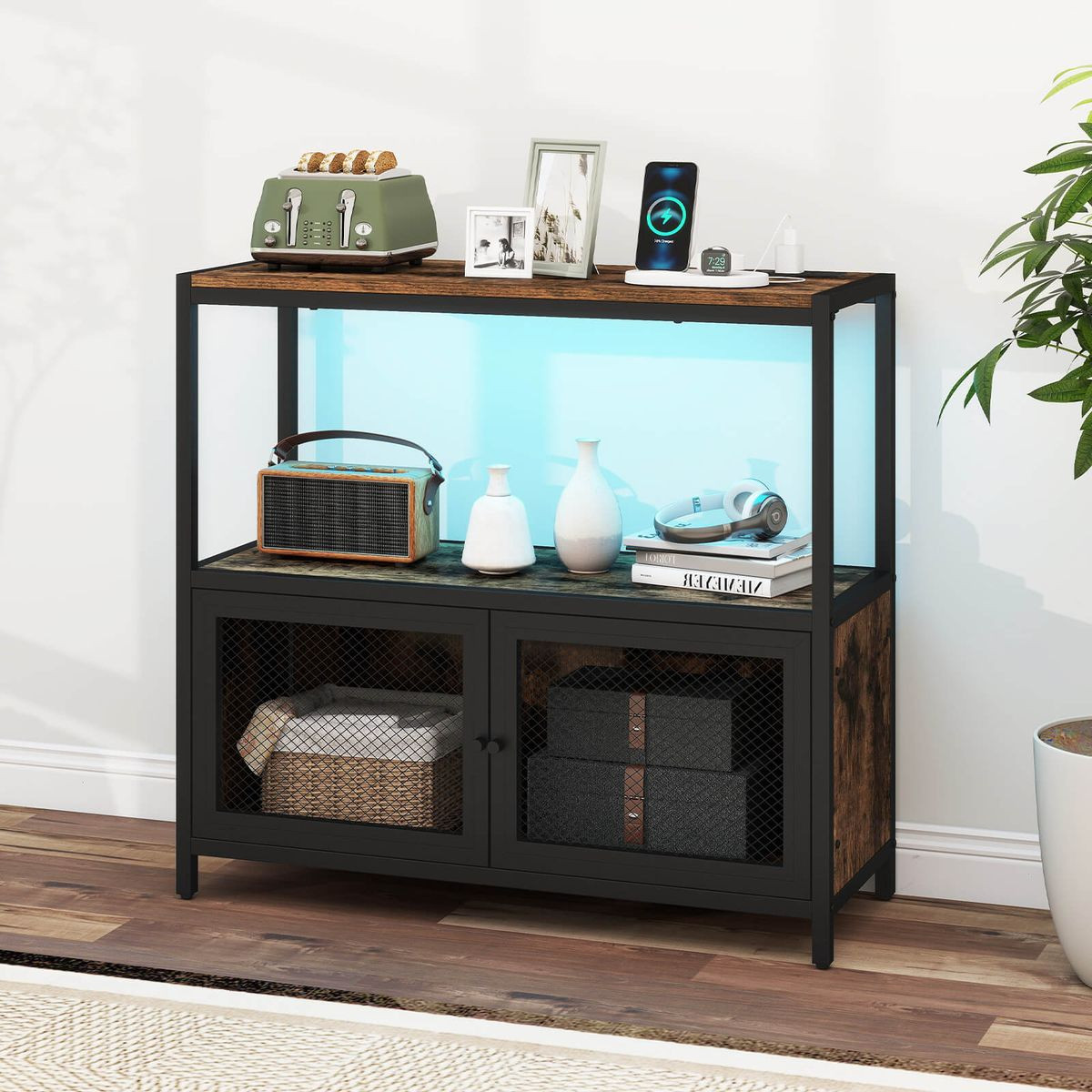 Storage Cabinet with Customizable LED Lighting and Power Strip product image