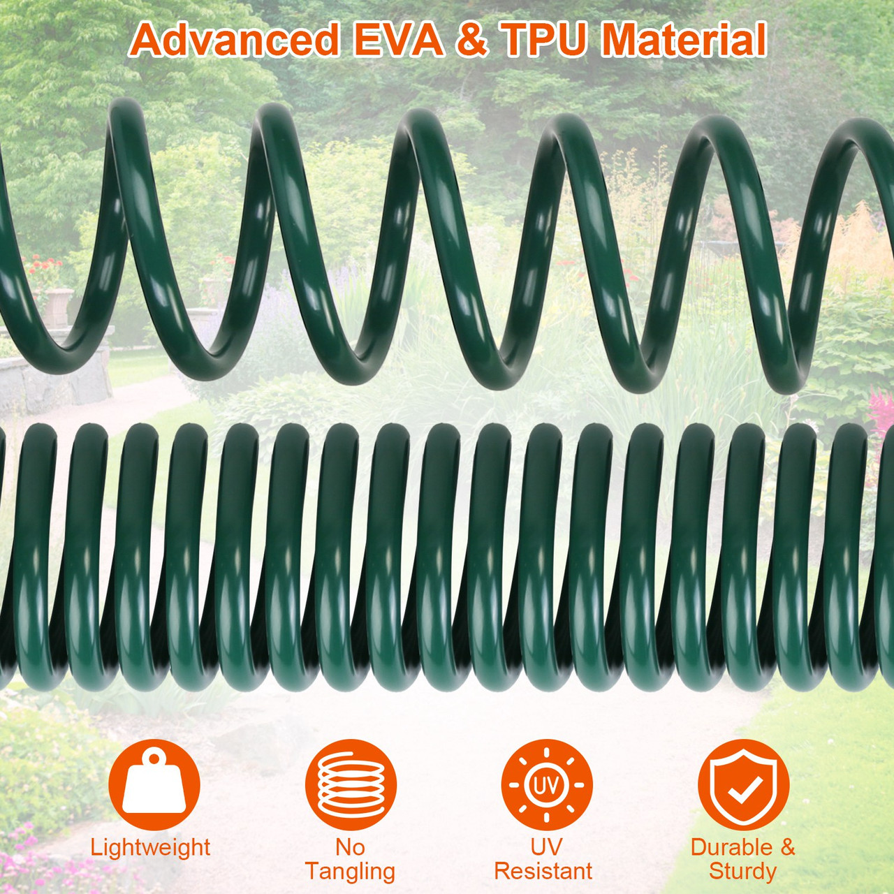 EVA Self-Coiling Garden Hose with Sprayer product image