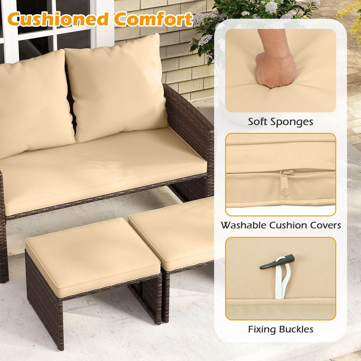 Outdoor Patio Loveseat and Ottoman (3 Piece Set) product image