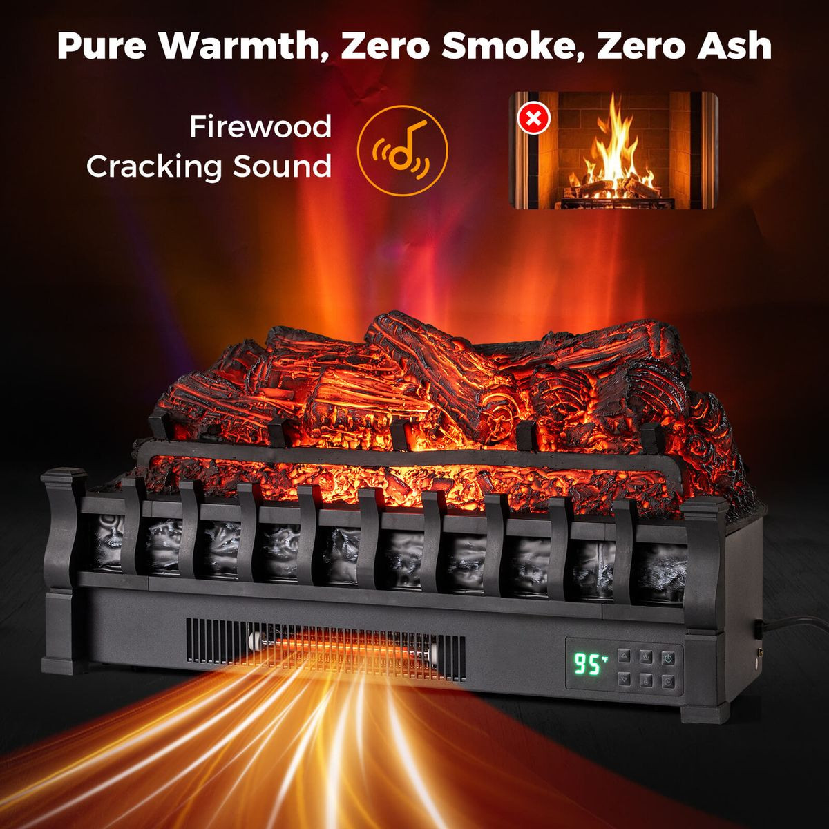 26” Wi-Fi Infrared Quartz Electric Fireplace with 5-Frame Colors product image