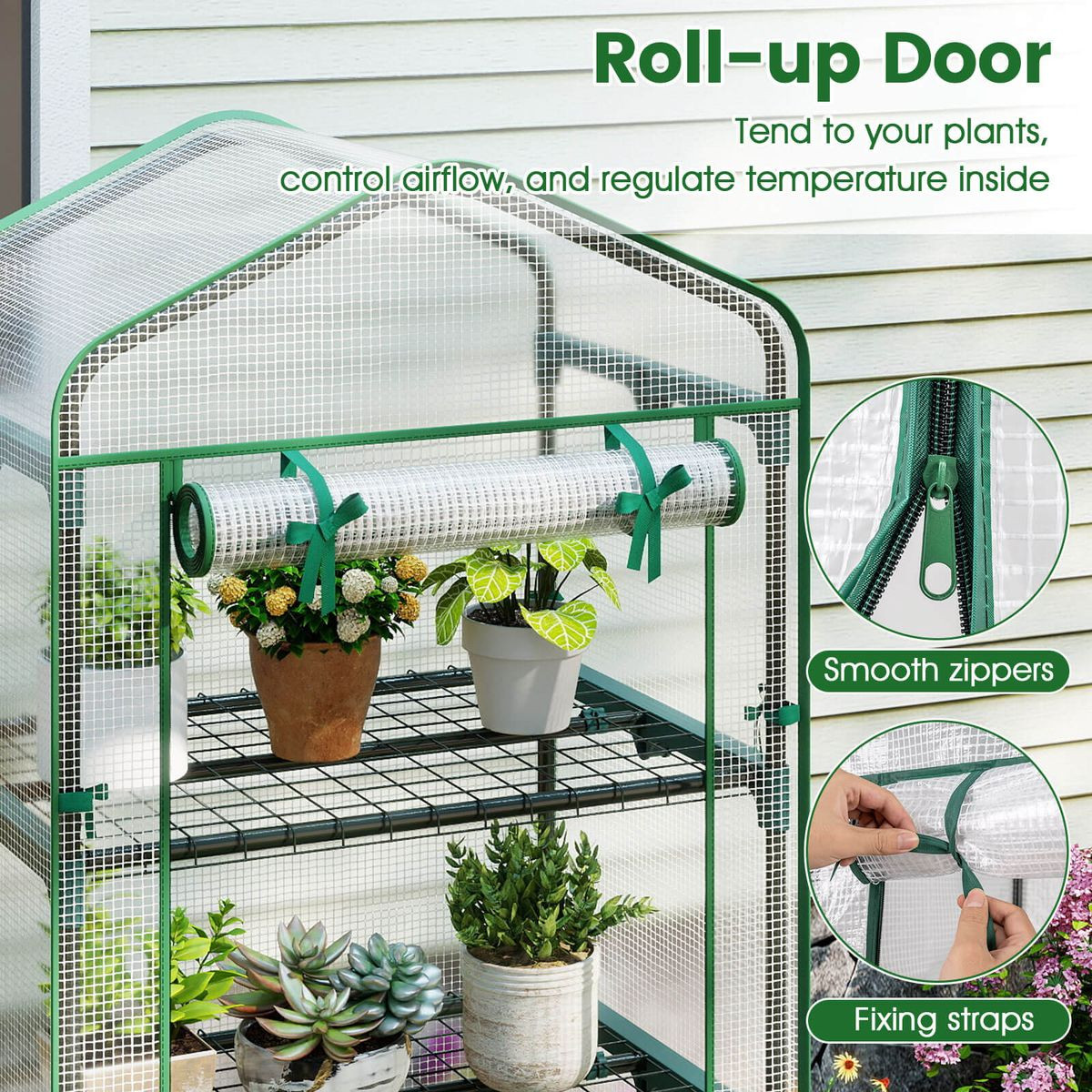 Portable Mini Greenhouse with Roll-up Door product image