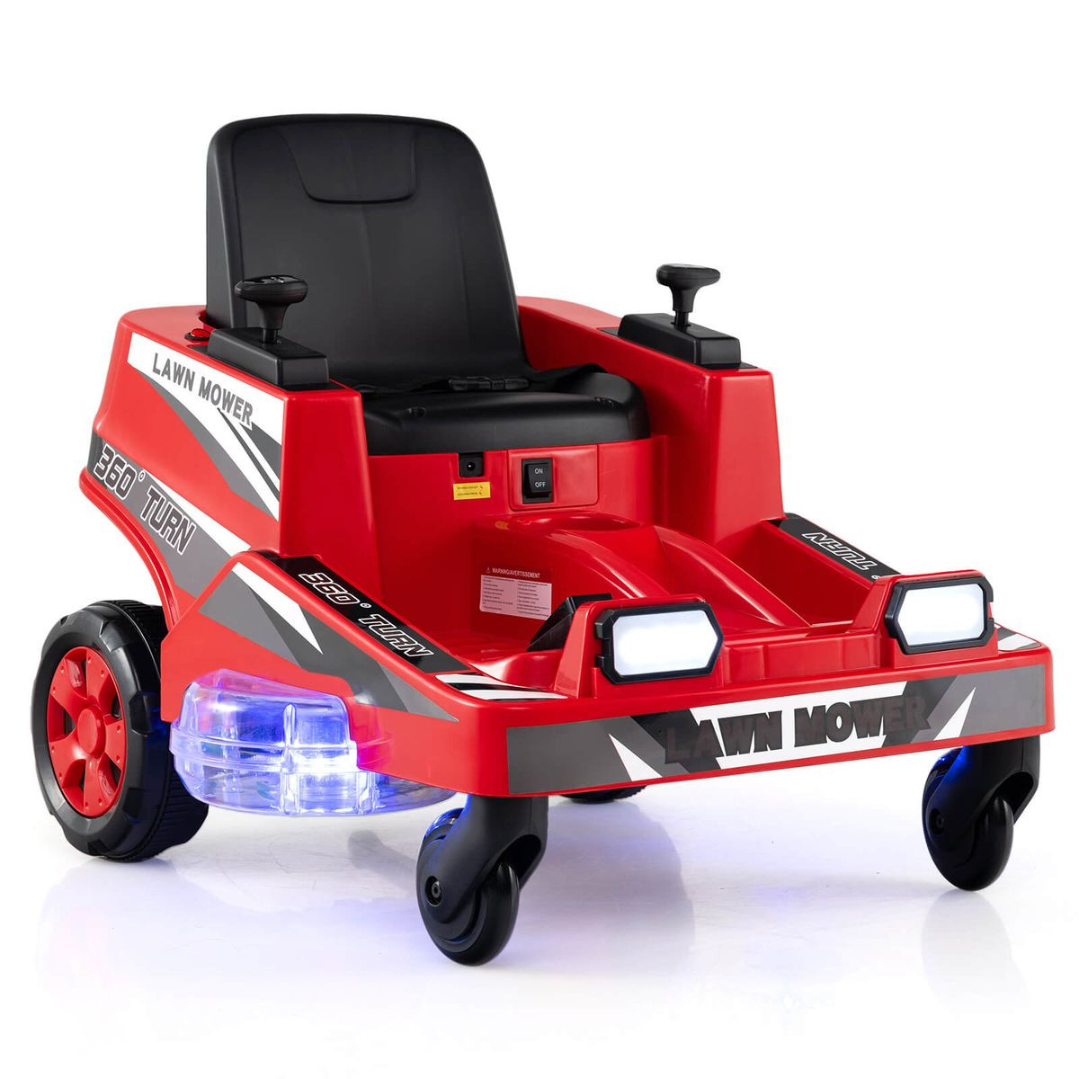 12V Ride-On Lawn Mower with Dual Control Sticks and LED Lights product image