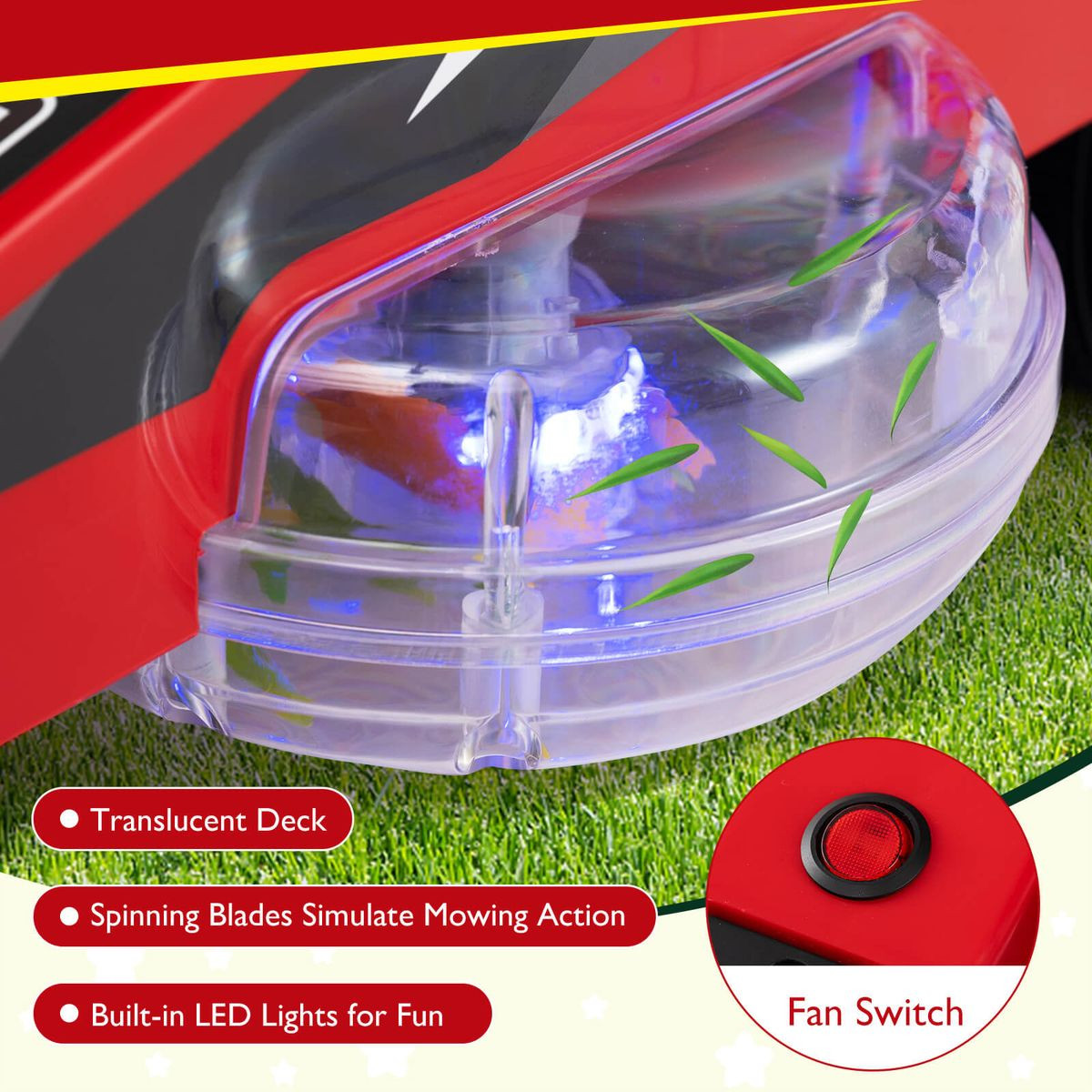 12V Ride-On Lawn Mower with Dual Control Sticks and LED Lights product image