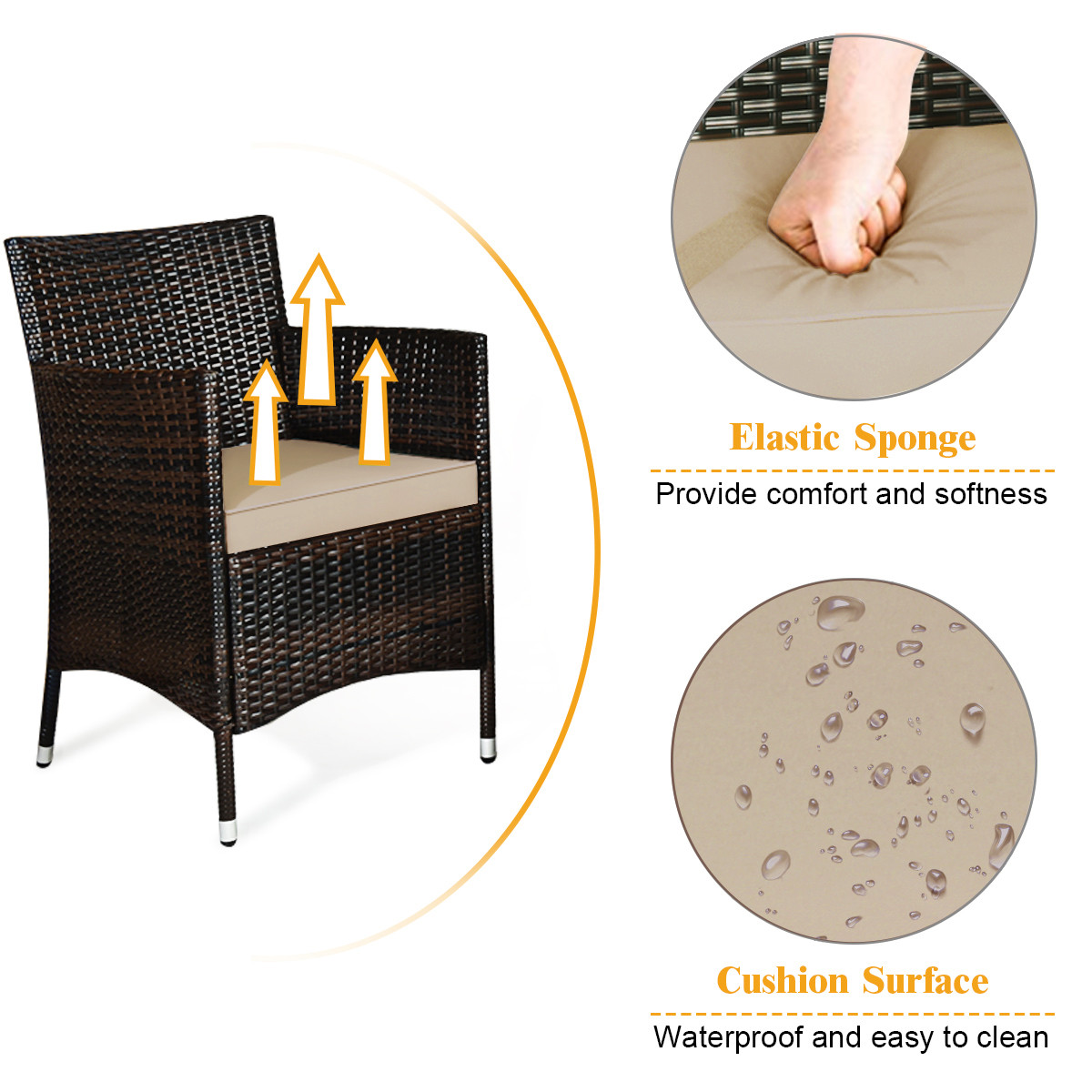 4-Piece Rattan Patio Furniture Set with Table product image