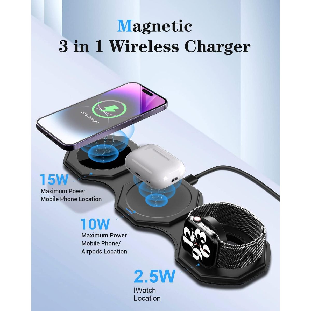 Impuvers 3 in 1 Magnetic Foldable Wireless Charging Station product image