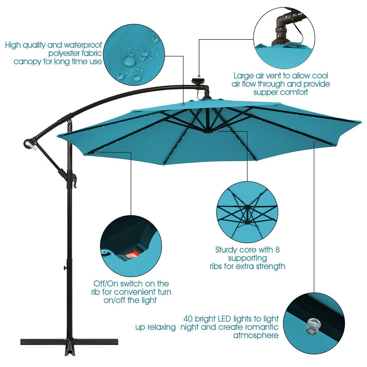 Patio Offset Umbrella with Solar LEDs product image