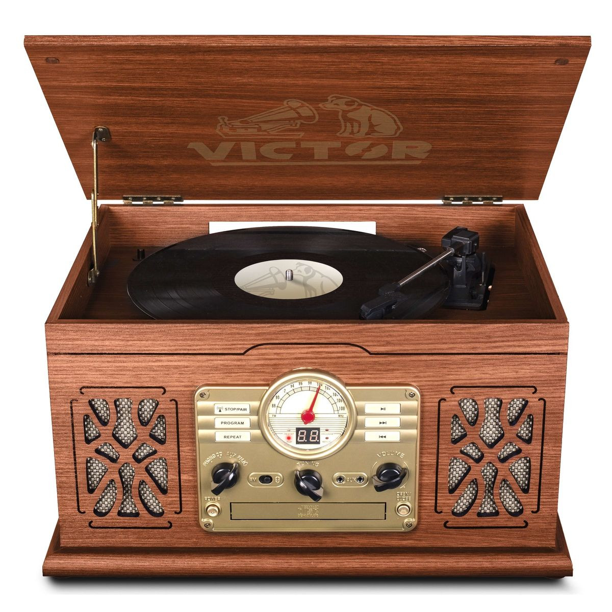 State 7-in-1 Wood Music Center with 3-Speed Turntable & Dual Bluetooth product image